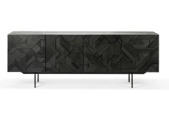 Anrichte Graphic Teak schwarz B 224 cm