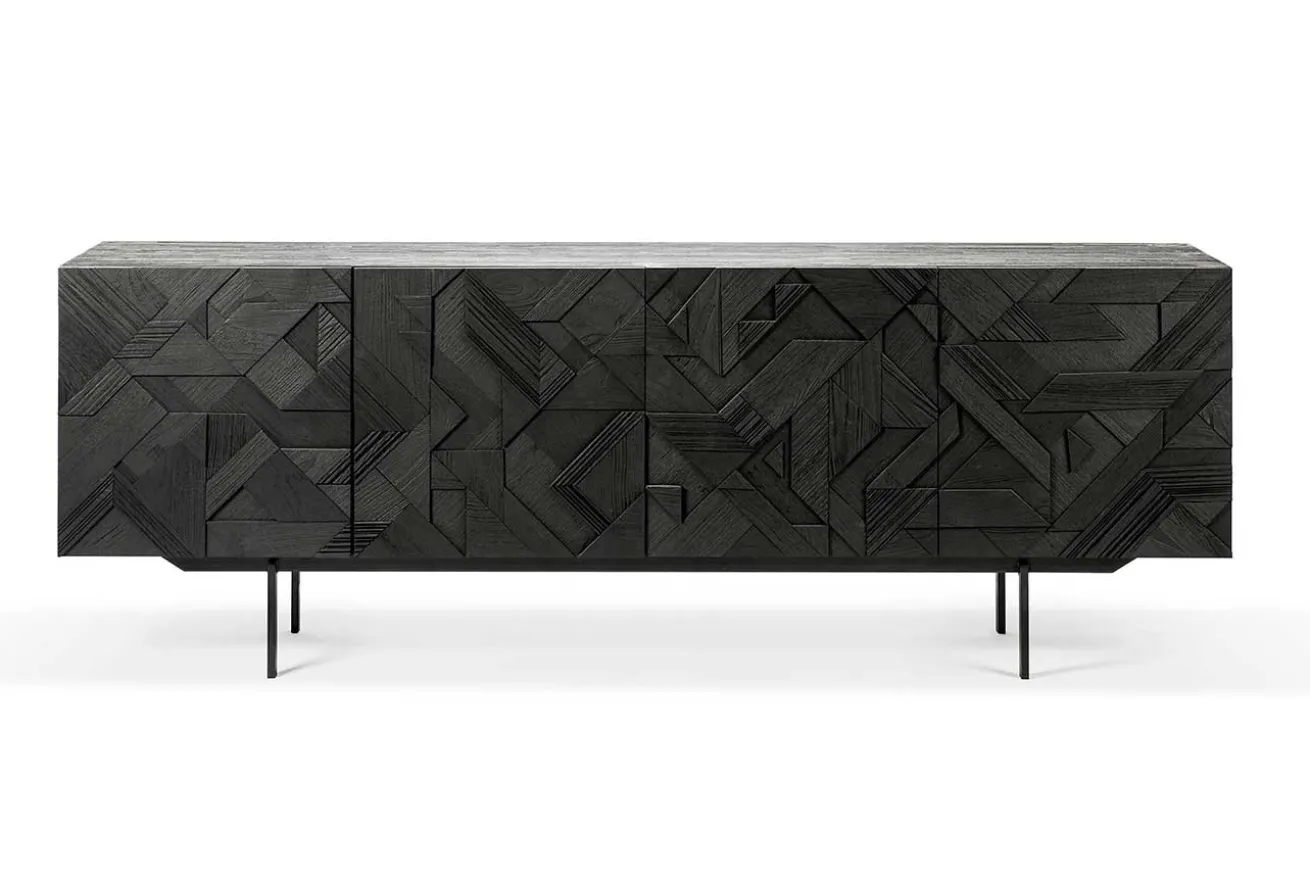 Anrichte Graphic Teak schwarz B 224 cm