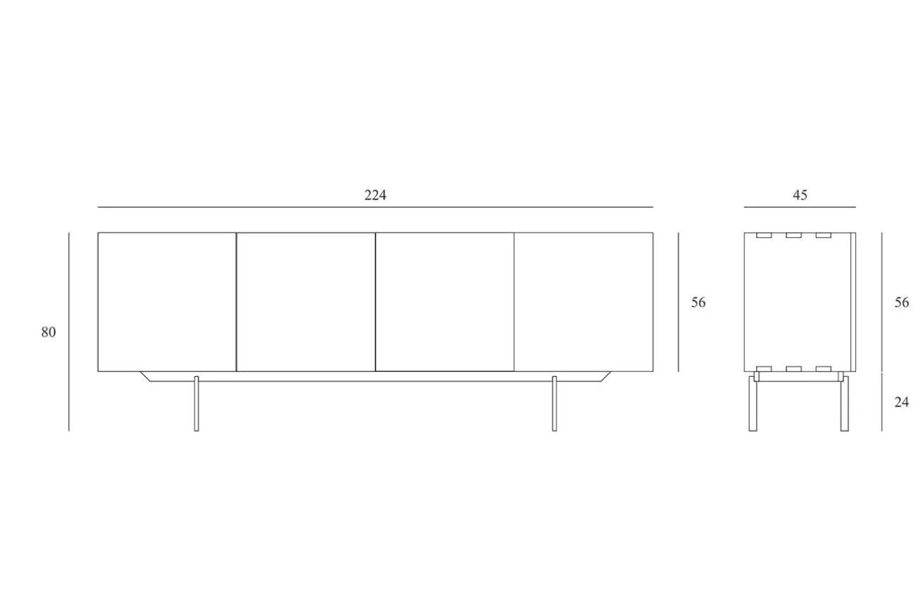 Anrichte Graphic Teak schwarz B 224 cm