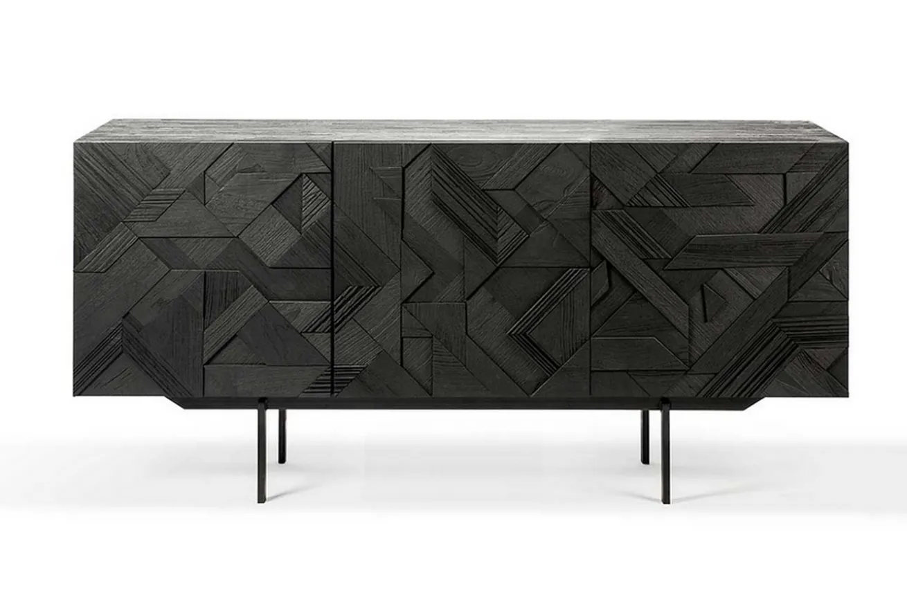 Anrichte Graphic Teak schwarz B 168 cm