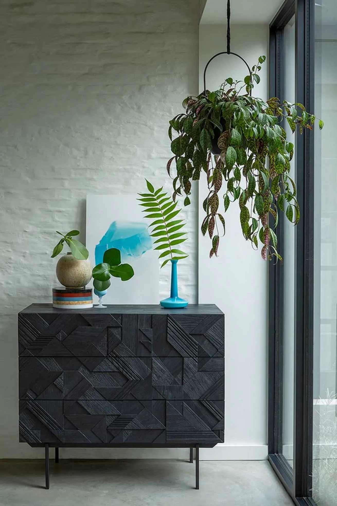 Anrichte Graphic Teak schwarz B 100 cm
