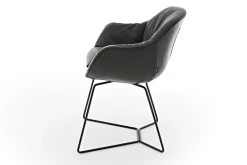 Armlehnstuhl Riley Leder anthrazit Metallgestell standard