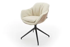 Armlehnstuhl Riley Ledermix latte Drehgestell Aluguss schwarz