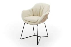 Armlehnstuhl Riley Ledermix latte Metallgestell standard