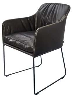 Armlehnstuhl Youma Casual Leder schwarz