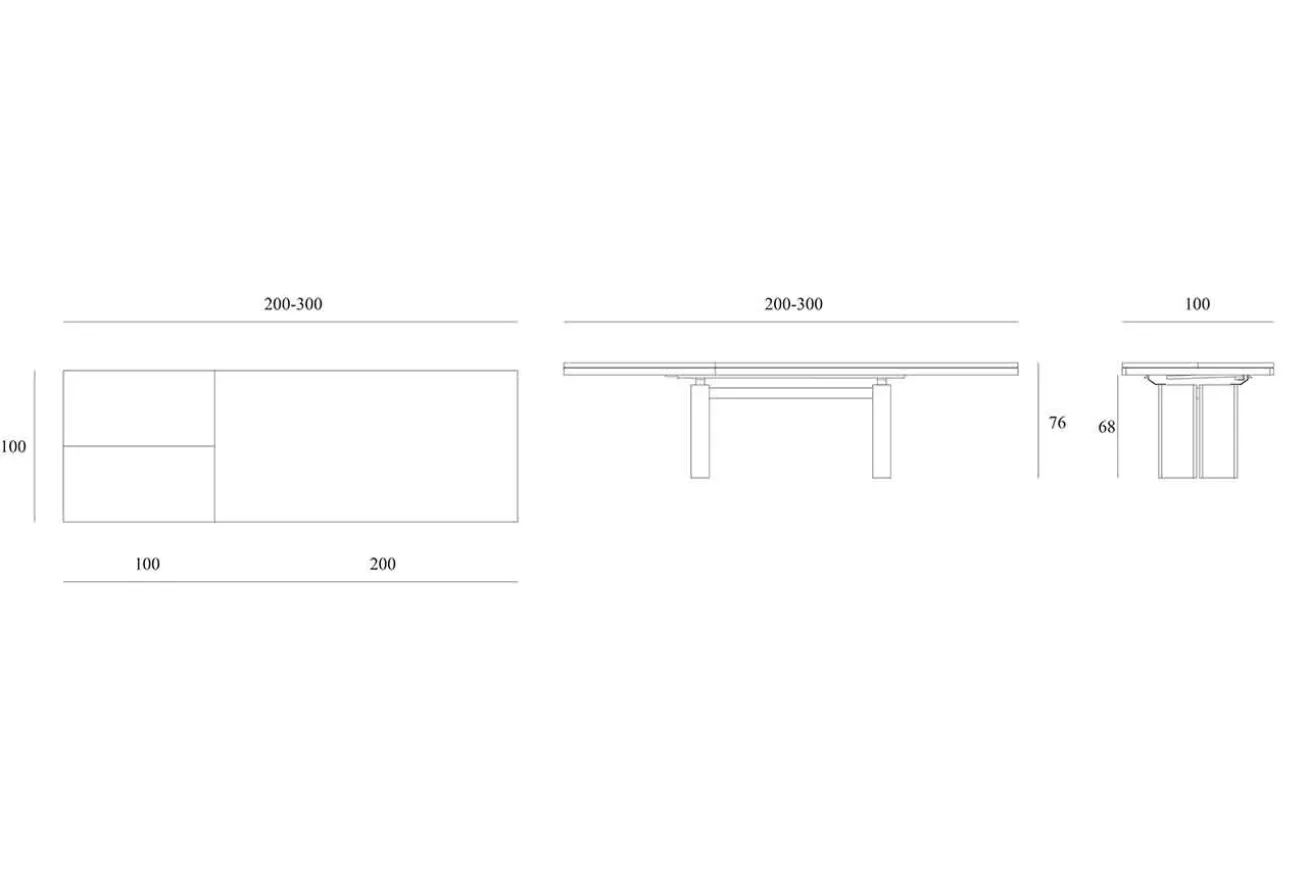 Ausziehtisch Double Eiche massiv 200-300 cm