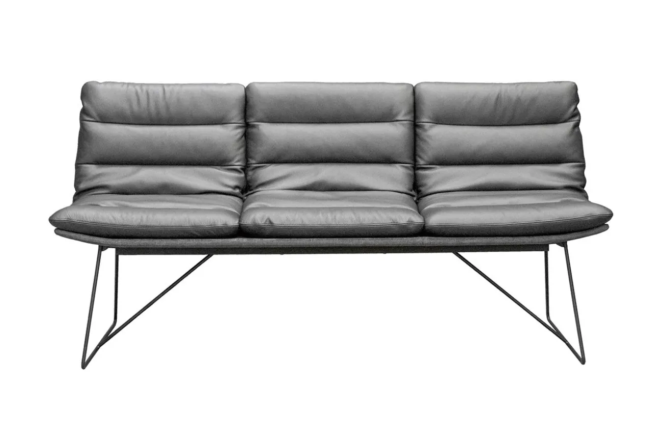 Bank Arva 3-Sitzer Stoff-Leder grau