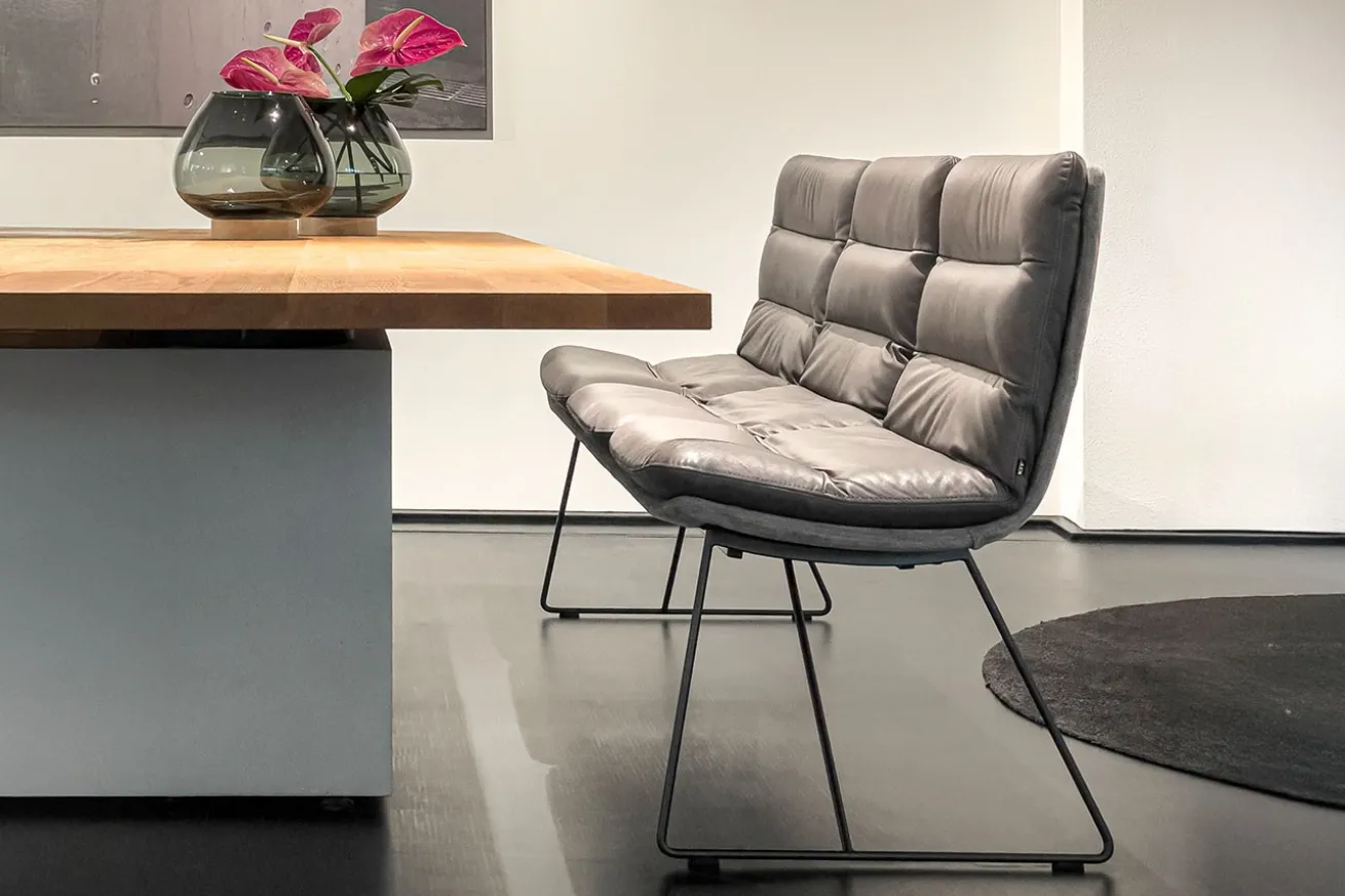 Bank Arva 3-Sitzer Stoff-Leder grau