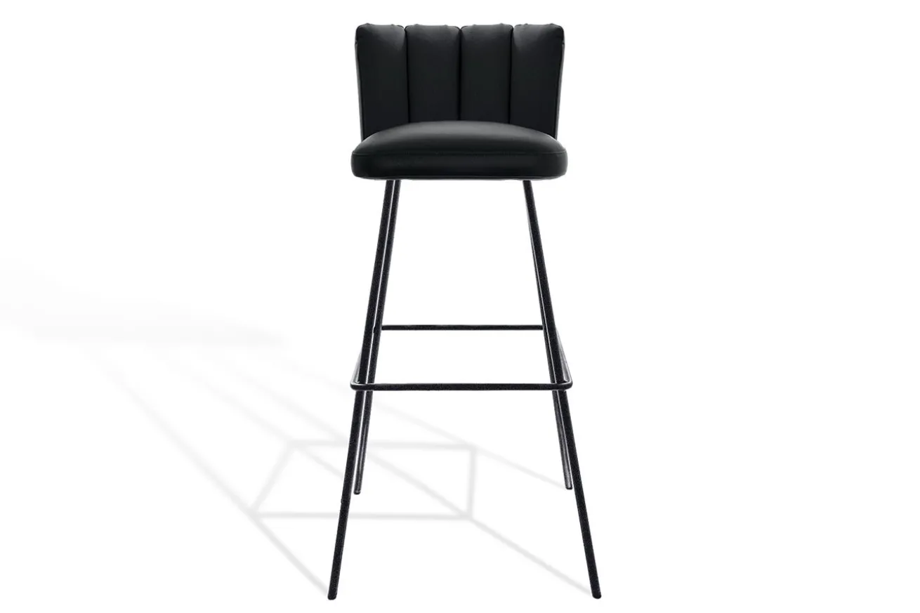 Barhocker Gaia Leder schwarz H 82 cm