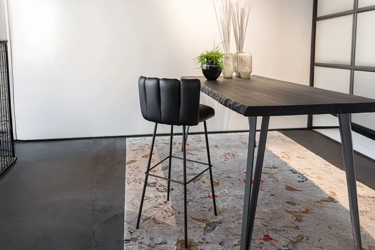 Barhocker Gaia Leder schwarz H 82 cm