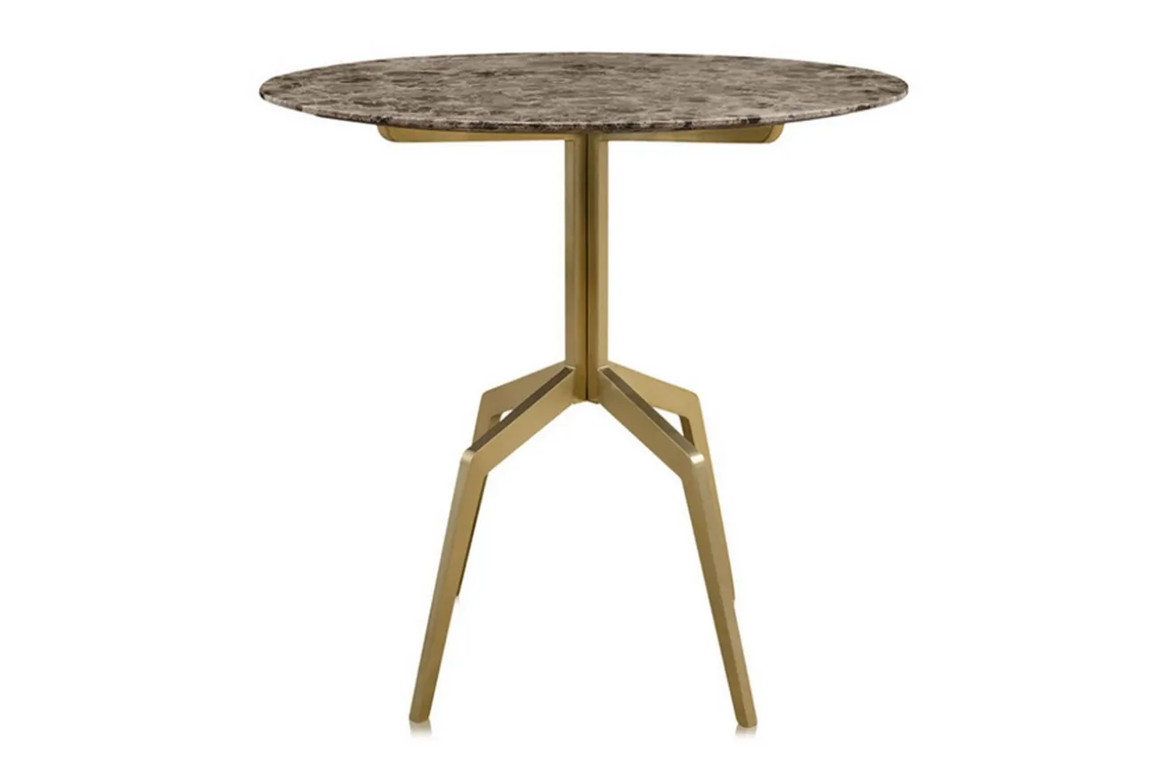 Bistrotisch Razor rund mit Marmorplatte braun 80