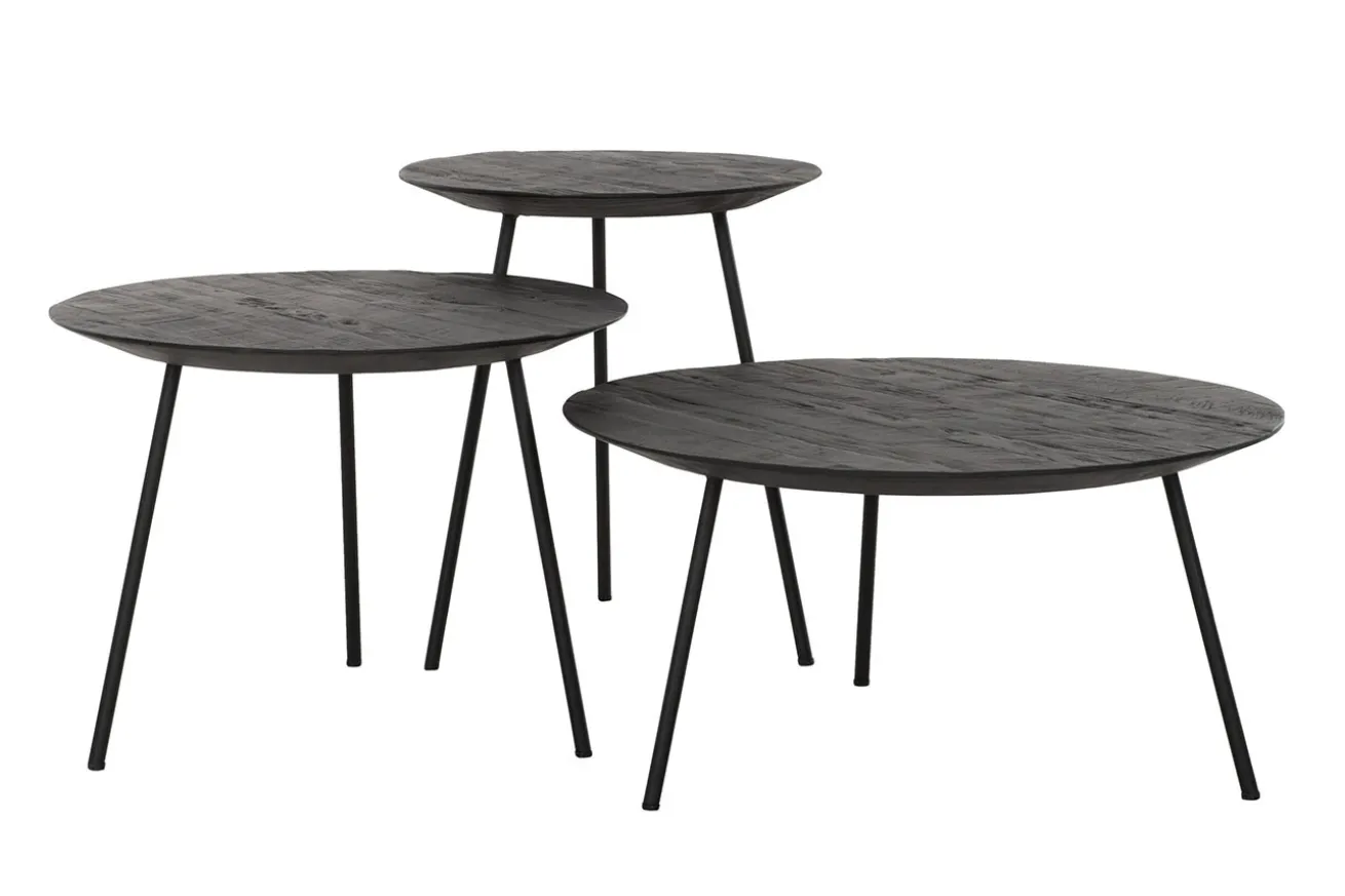 Couchtisch Highlight Teak schwarz rund D 60 cm