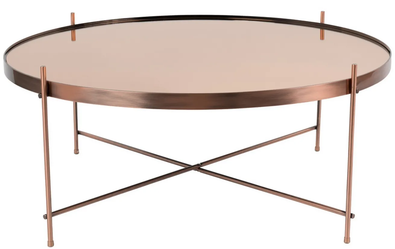 Couchtisch Metall Glas kupfer