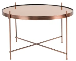 Couchtisch rund Metall Glas kupfer