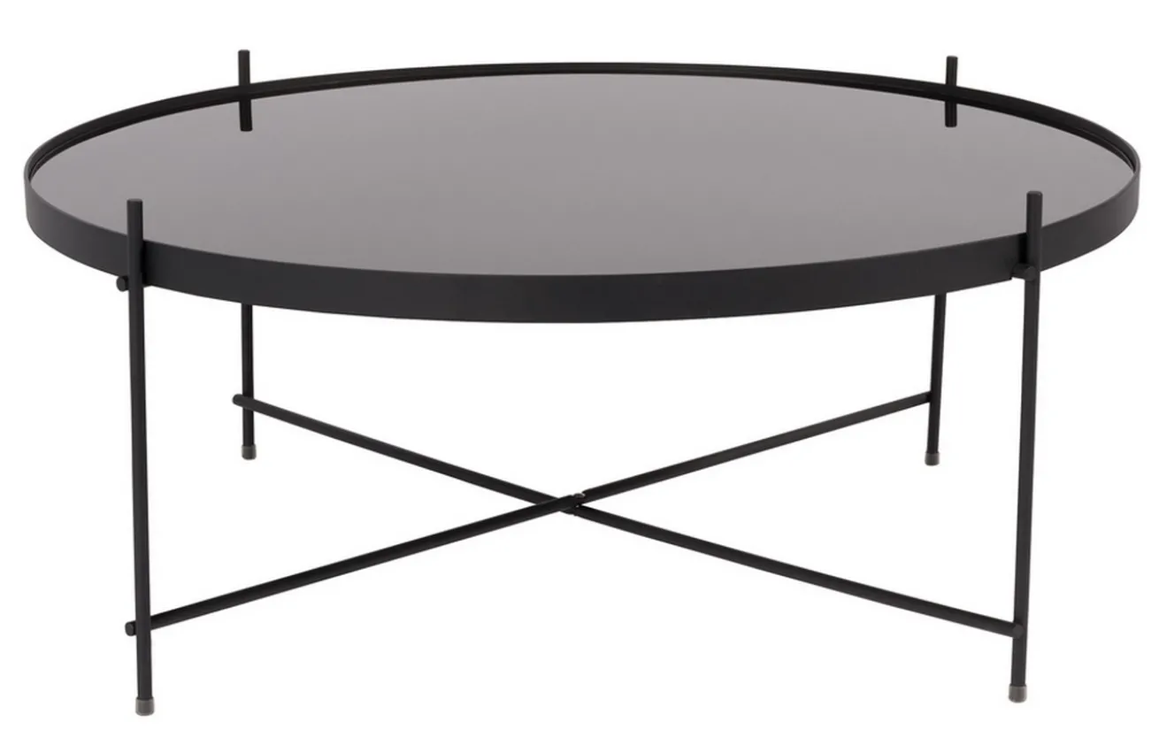 Couchtisch rund Metall Glas schwarz
