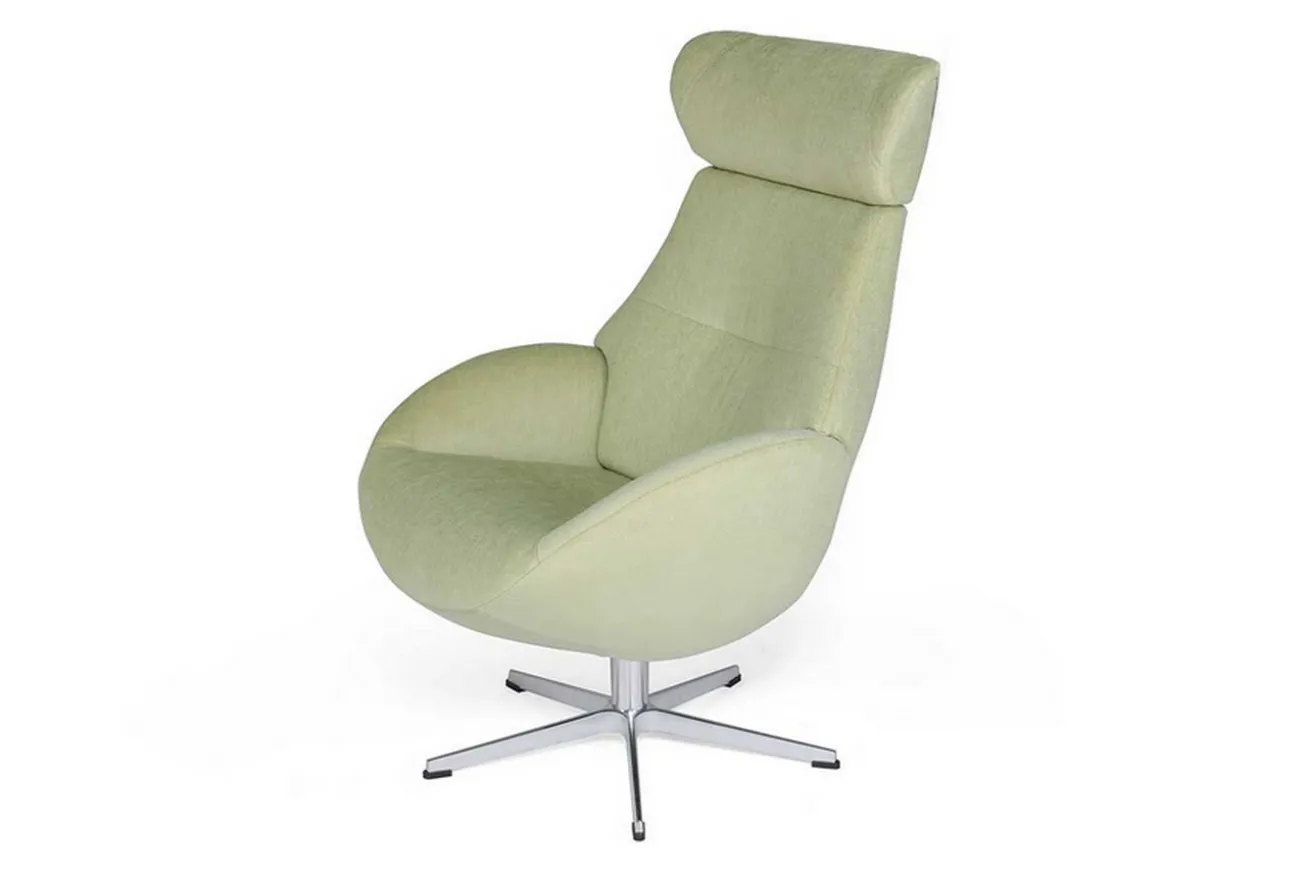 Designer Drehsessel mit Kopfstütze Stoff limette 360 ° drehbar B 79 T84 H 111 cm