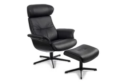 Drehsessel Conform Timeout aus Leder in schwarz ohne Hocker