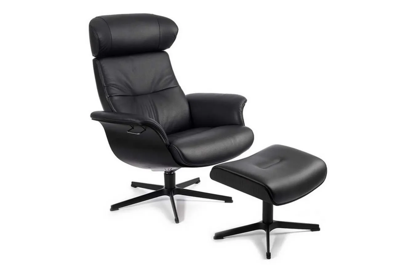 Drehsessel Conform Timeout aus Leder in schwarz ohne Hocker