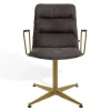 Drehstuhl Arva Light mit Arm Leder grau