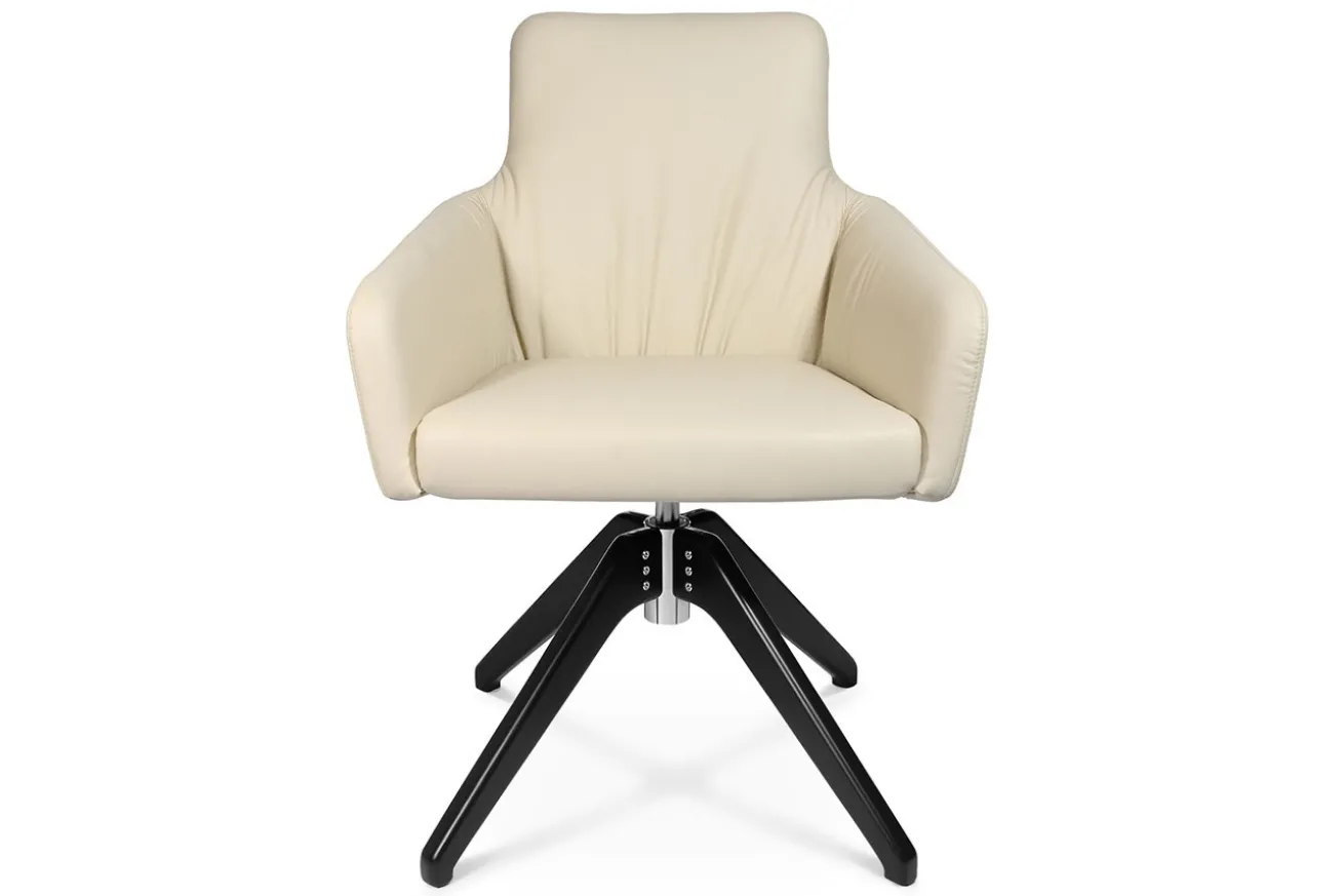 Drehstuhl W-Cube 1CL mit Arm Leder creme