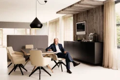 Drehstuhl W-Cube 1CL mit Arm Leder creme