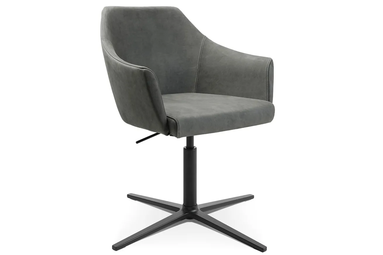 Drehstuhl W-Cube 3 mit Arm Leder grau