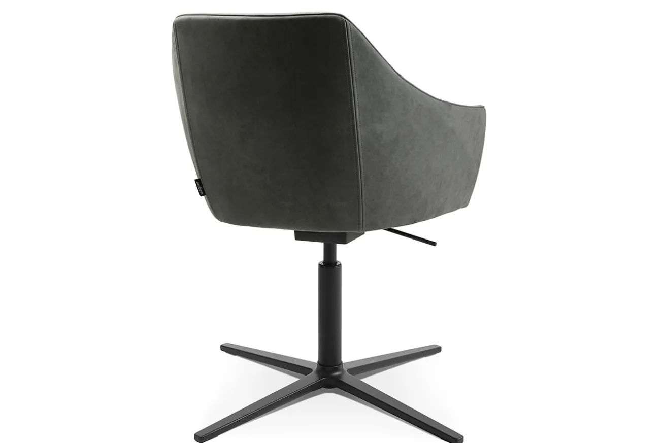 Drehstuhl W-Cube 3 mit Arm Leder grau