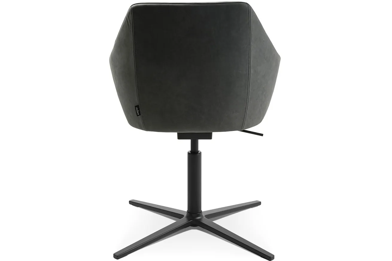 Drehstuhl W-Cube 3 mit Arm Leder grau