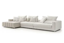 Ecksofa Bella Leder und Stoff beige