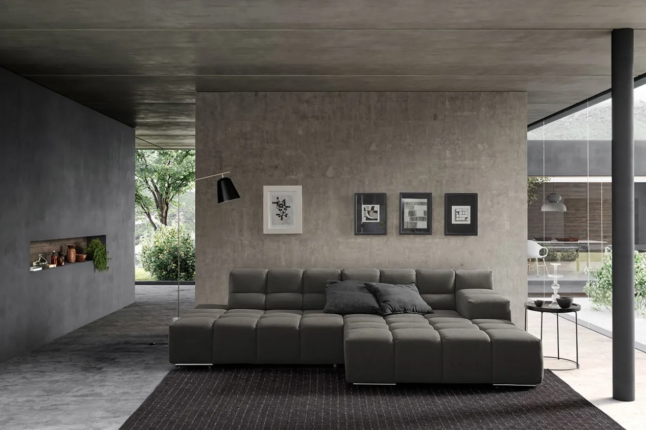 Ecksofa Cube Stoff dunkelbraun