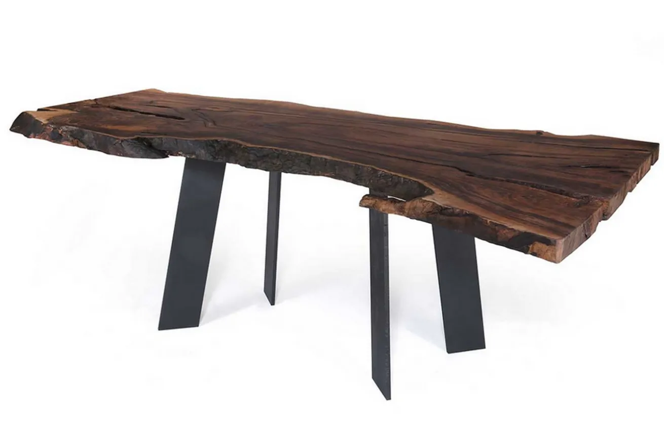 Esstisch Baumscheibe Nussbaum Massivholz 213*66-100*79 cm