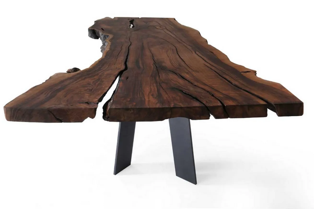Esstisch Baumscheibe Nussbaum Massivholz 213*66-100*79 cm