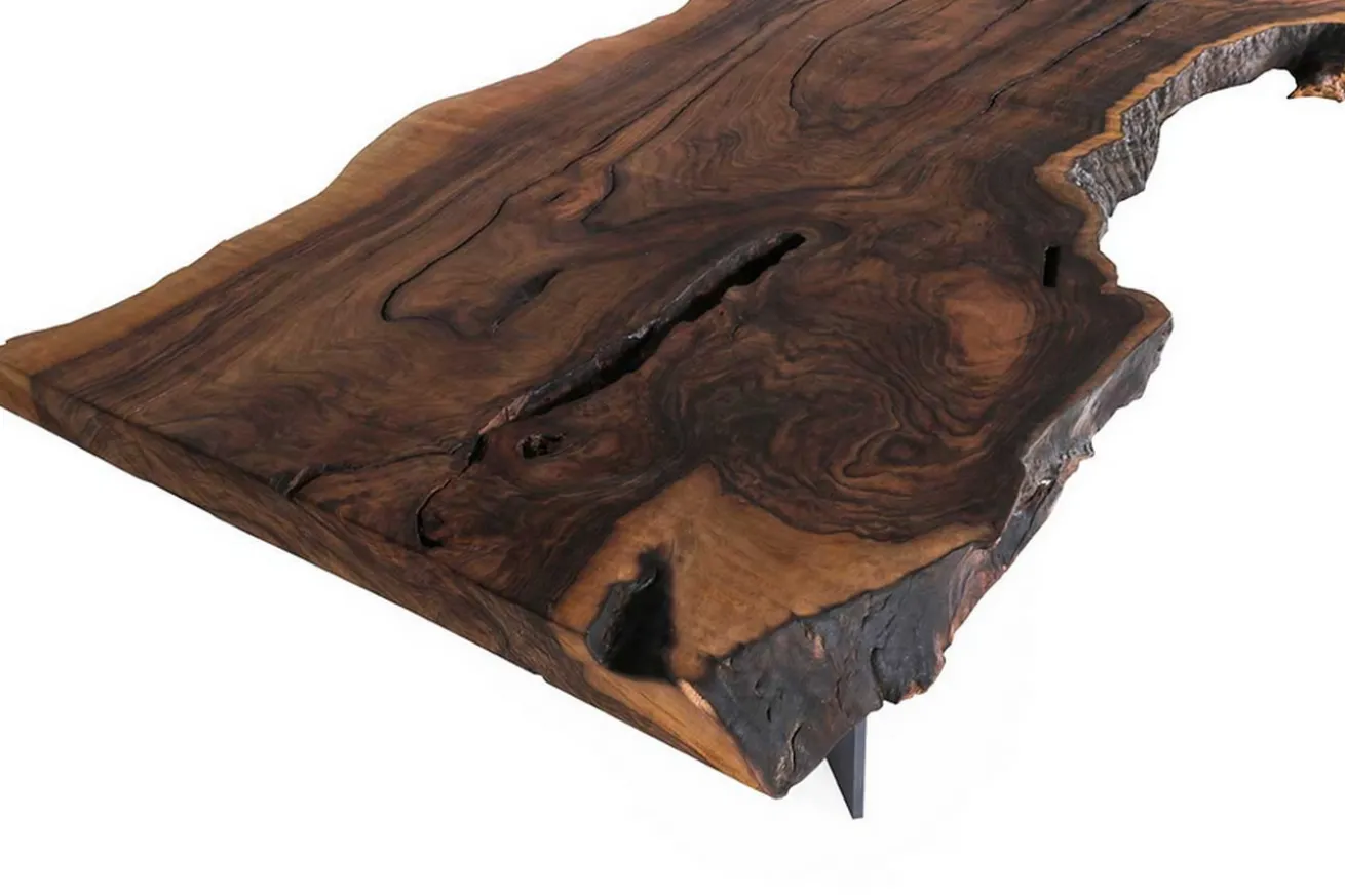 Esstisch Baumscheibe Nussbaum Massivholz 213*66-100*79 cm