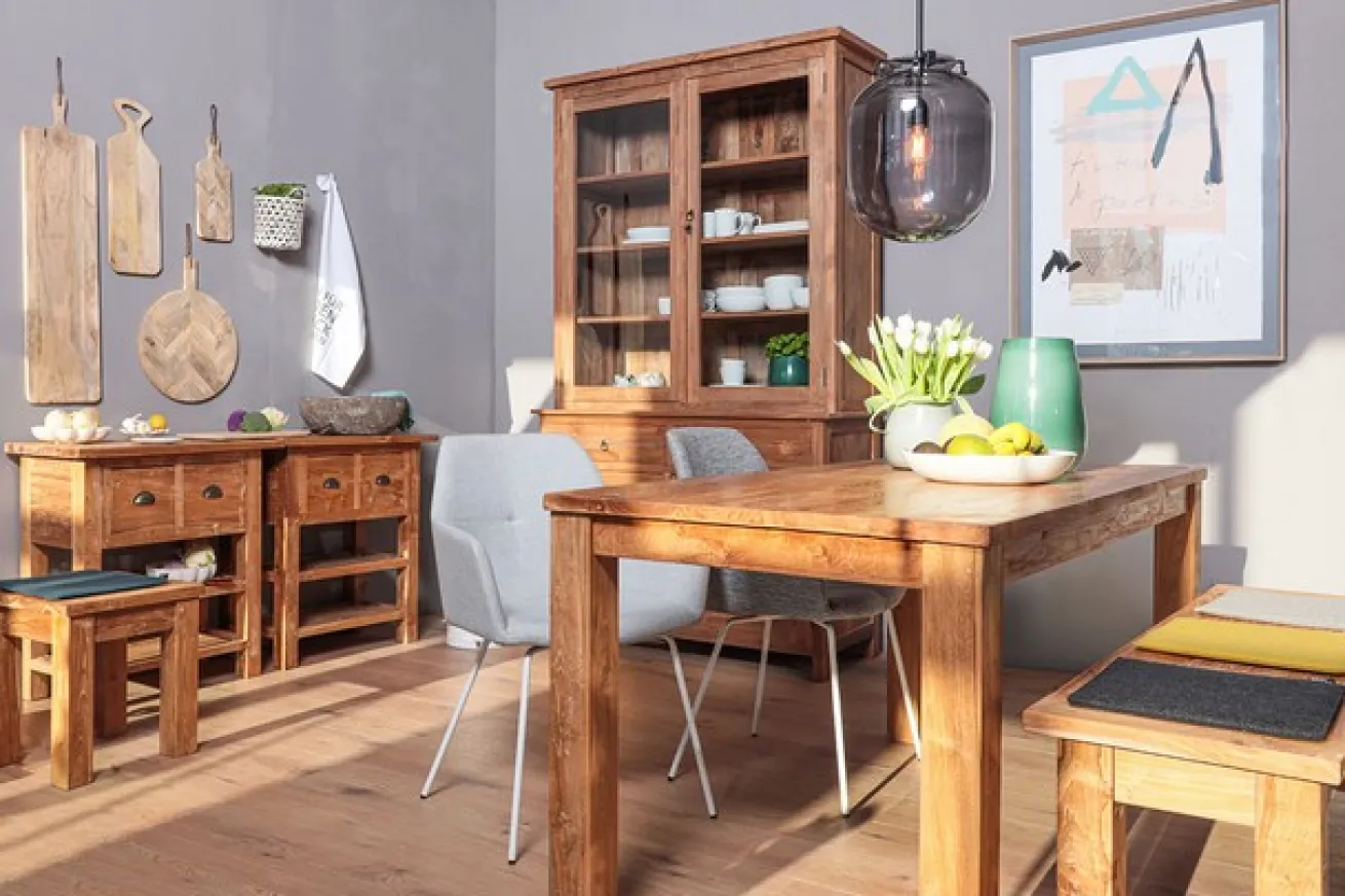 Esstisch Loft Teakholz massiv 200 cm