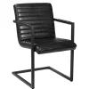 Freischwinger Oxford Leder schwarz