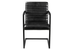Freischwinger Oxford Leder schwarz