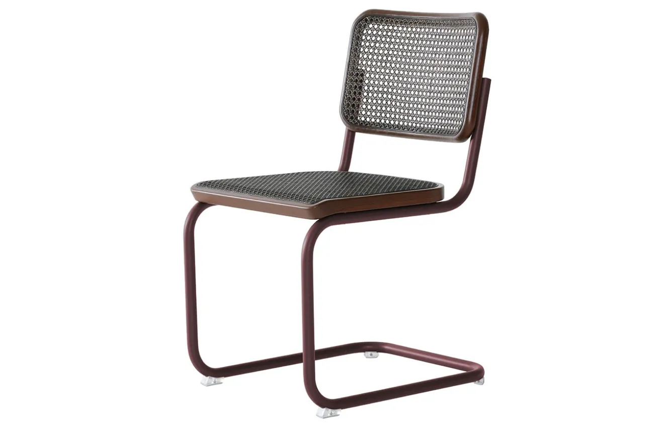 Freischwinger S32V Rattan rotbraun
