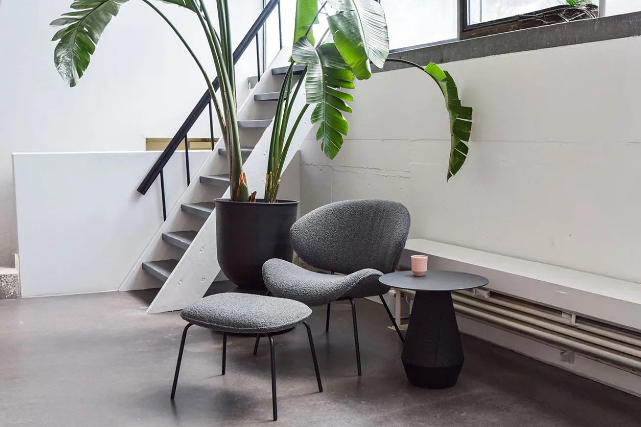 Fußhocker Alvaro Lounge Bouclé grau