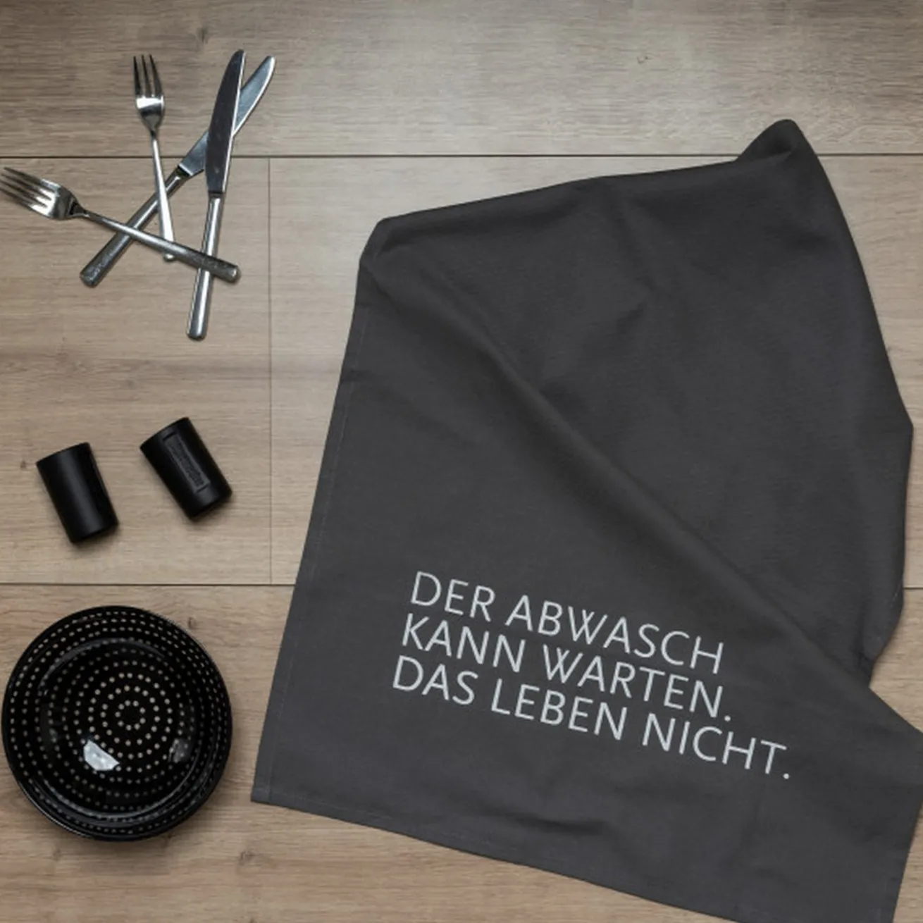 Geschirrtuch "Der Abwasch kann warten"
