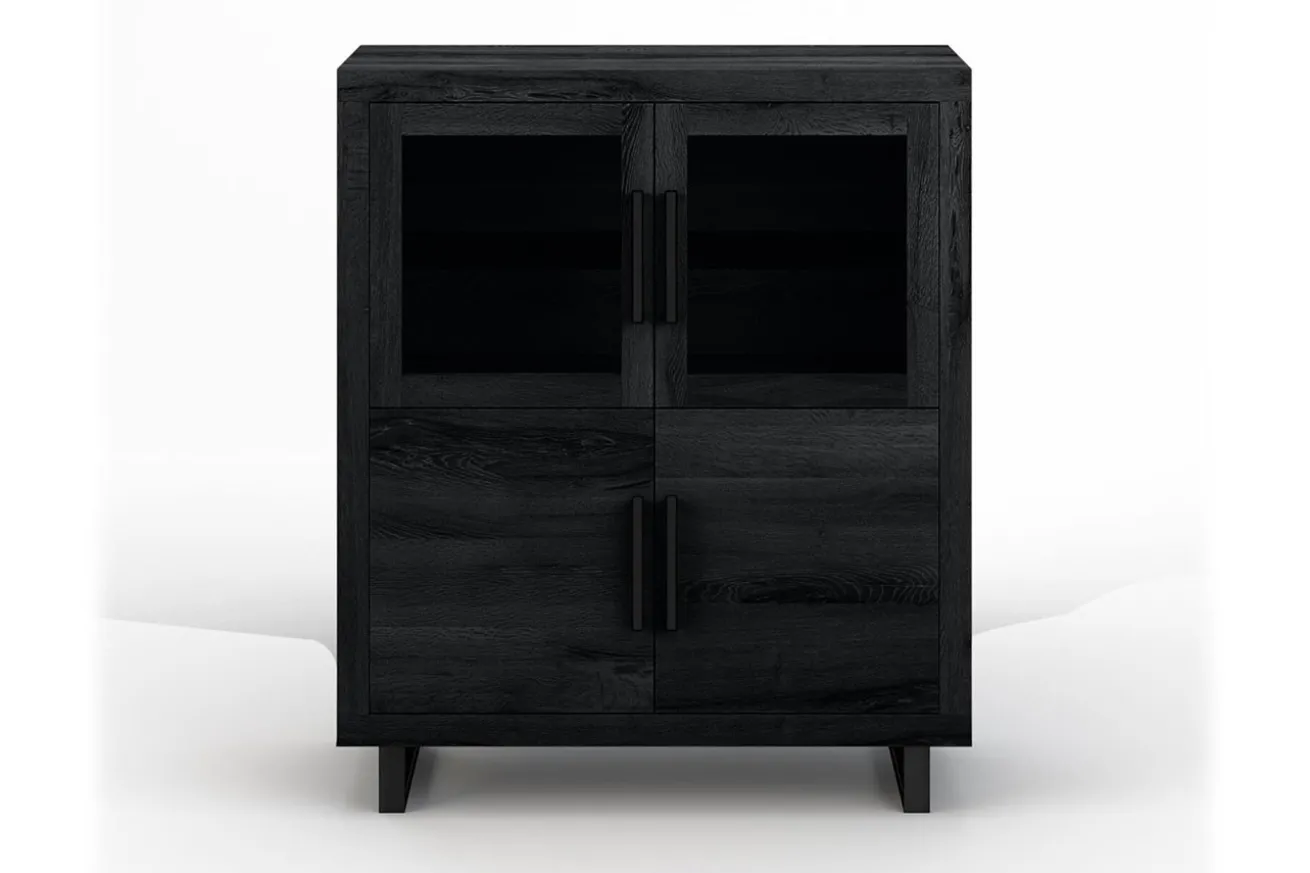 Highboard Nature mit Glas Eiche H 140 cm