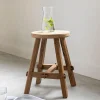 Hocker Agung rund recycletes Teakholz
