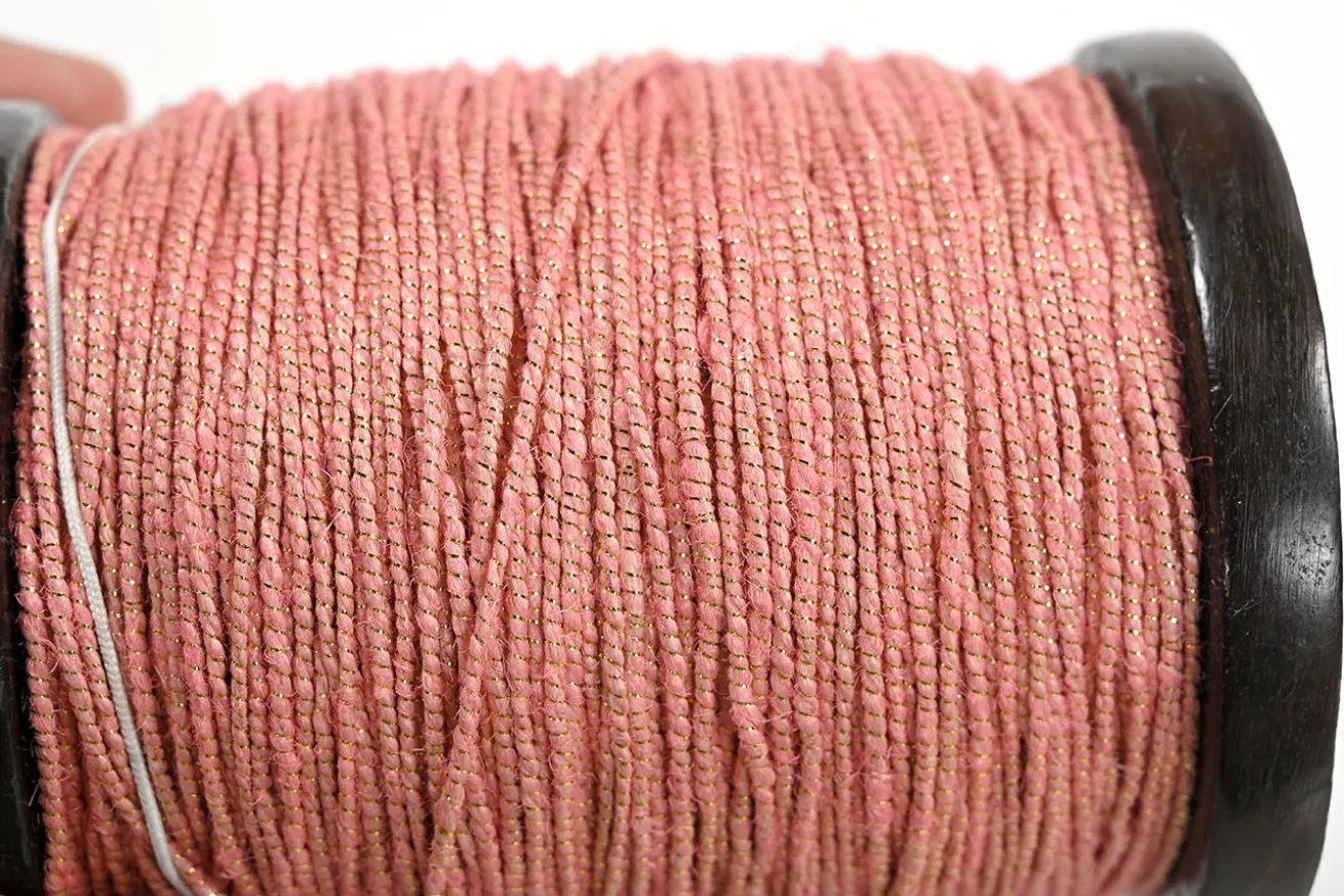 Jute-Lurex Band Ribbons 20m rosa