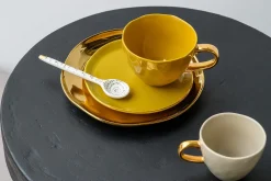 Kaffeetasse Porzellan senfgelb