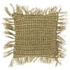 Kissen Fussel taupe mit Fransen