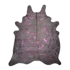 Kuhfell Metallic pink auf creme weiss ca 3-5 qm