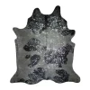 Kuhfell Metallic silber auf schwarz weiss ca 3-5 qm