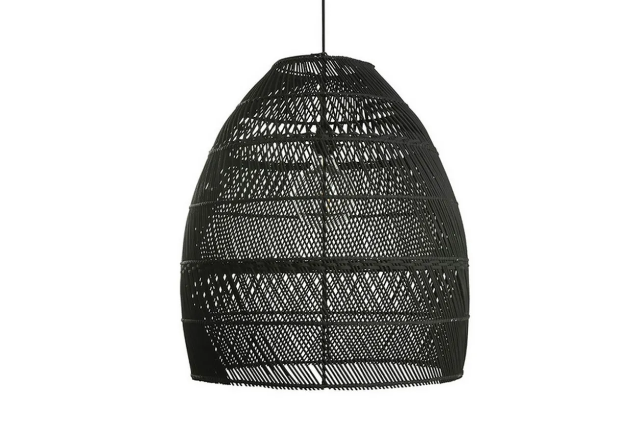 Lampenschirm Luna Rattan schwarz 3er Set