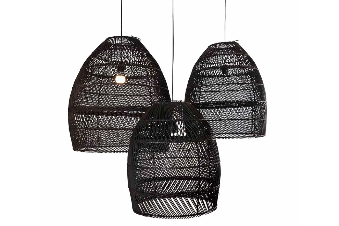 Lampenschirm Luna Rattan schwarz L