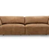 Ledersofa mit Wippfunktion Swing braun