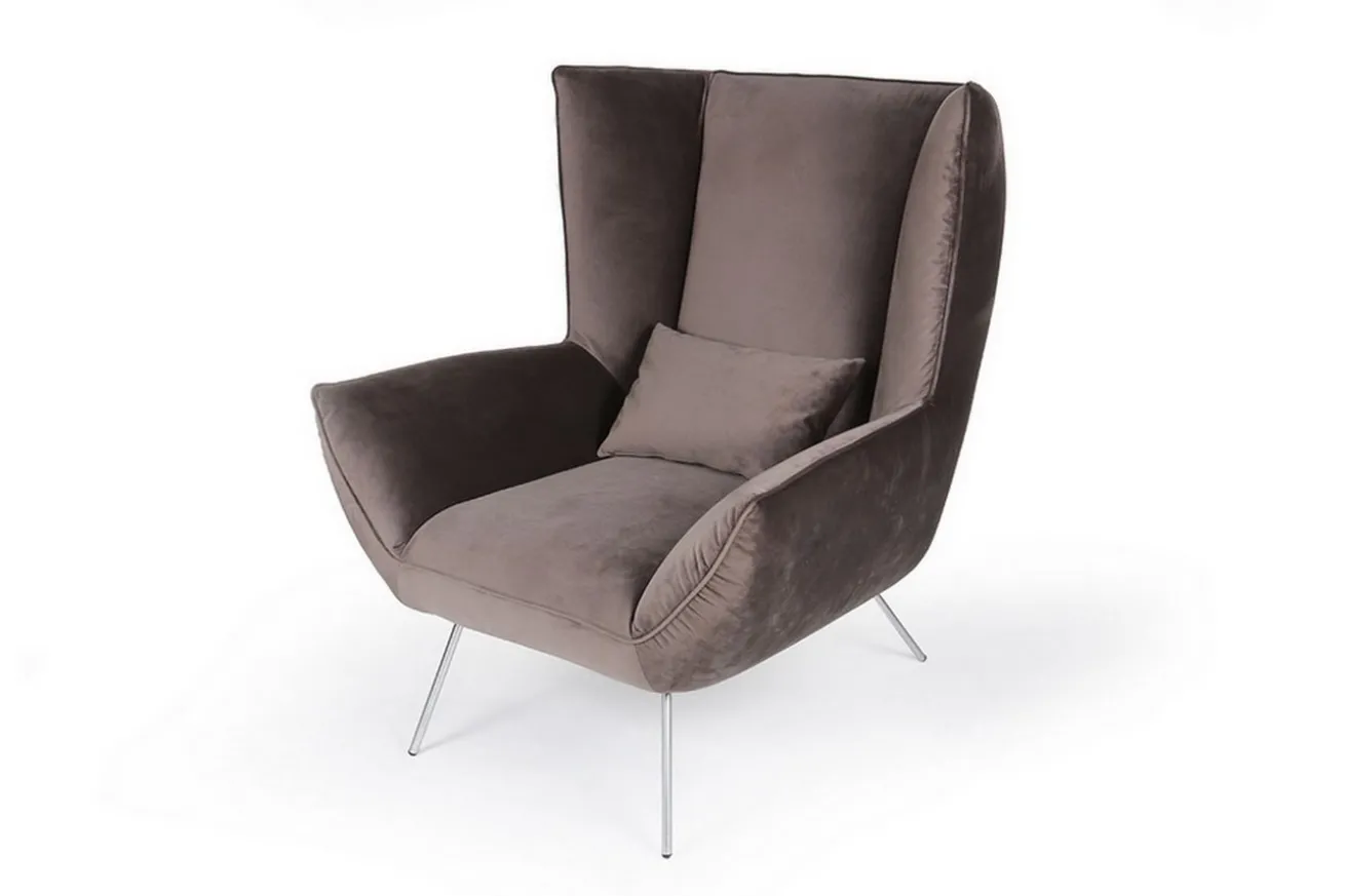 Loungesessel Evelin Velvet mit dem Sonderfuß chrome matt